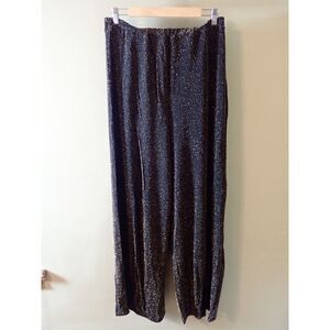 Boohoo Size 16 Gold Glitter Knit Wide Leg Pants Black Glam Boho-Luxe